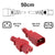 50cm Red IEC-C14 to IEC-C15 High Temperature IEC Extension Cord CAB-005-RED