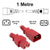 1M Red IEC-C14 to IEC-C15 High Temperature IEC Extension Cord CAB-010-RED