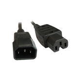 Black IEC-C14 to IEC-C15 High Temperature Male Female Power Cord